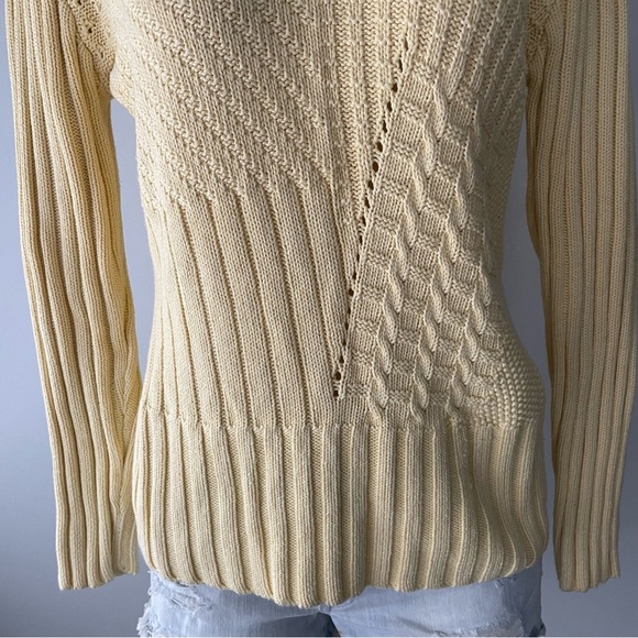 Y2K Vintage Jessica Sport Yellow Knit Vneck Pullover Sweater Size Medium - Picture 3 of 8